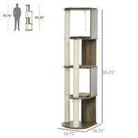 65" Corner Modern Cat Tree Tall for Climbing, Large Multilevel Cat Tower with Scratching Posts, Small-Fit Kitten Tower w