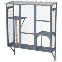 Catio Outdoor, Window Catio For 2-3 Large Indoor Cats W 2 Jumping Platforms, Scratching Post, For Playing, Napping