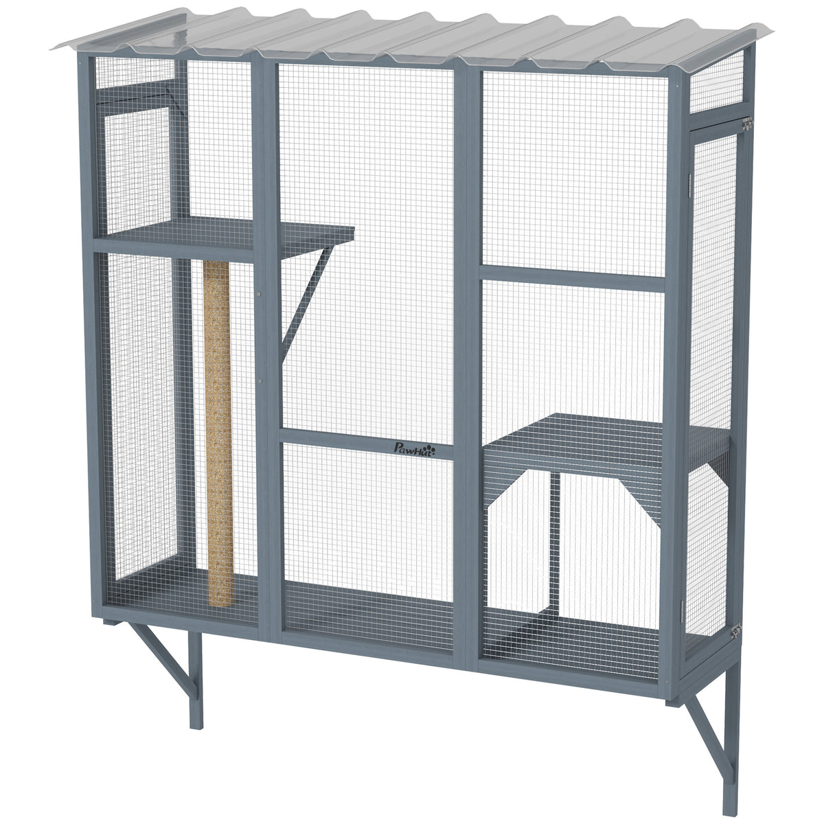 Catio Outdoor, Window Catio For 2-3 Large Indoor Cats W 2 Jumping Platforms, Scratching Post, For Playing, Napping