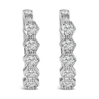 14K Gold 1/2 Cttw Diamond Earring Zig-Zagging Geometric Hoop Earrings (G-H Color, SI1-SI2)