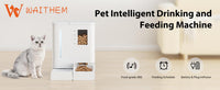 Waithem WiFi Automatic Pet Feeder & Waterer 2-in-1 Set App-Controlled, 2-Week Capacity, Detachable &Washable, Moisture-P
