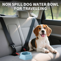 No Splash Dog Travel Bowls For Cars, Spill Proof Collapsible Dogs Water And Food Feeder Dispenser Integrated Molding Por
