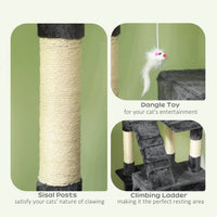 68-inch Multi-Level Cat Scratching Tree Kitty Activity Center Post Tower Condo Pet Furniture w/ Toy Grey