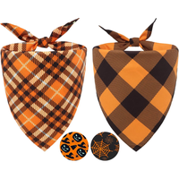 Dog Bandanas 2PCS Halloween Pumpkin Spider Web Large Dogs