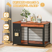 42-Inch Double Wide Wooden Double-Door Dog Crate Side Table Combo - Heavy-Duty DIY Assembly, Chew-Resistant Construction