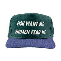 FISH WANT ME WOMEN FEAR ME Vintage Custom Embroidered FUNNY