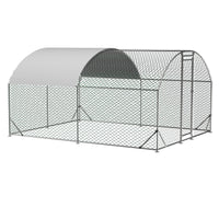 Large Chicken Coop Metal Chicken Run With Waterproof And Anti-UV Cover, Dome Shaped Walk-in Fence Cage Hen House For Out