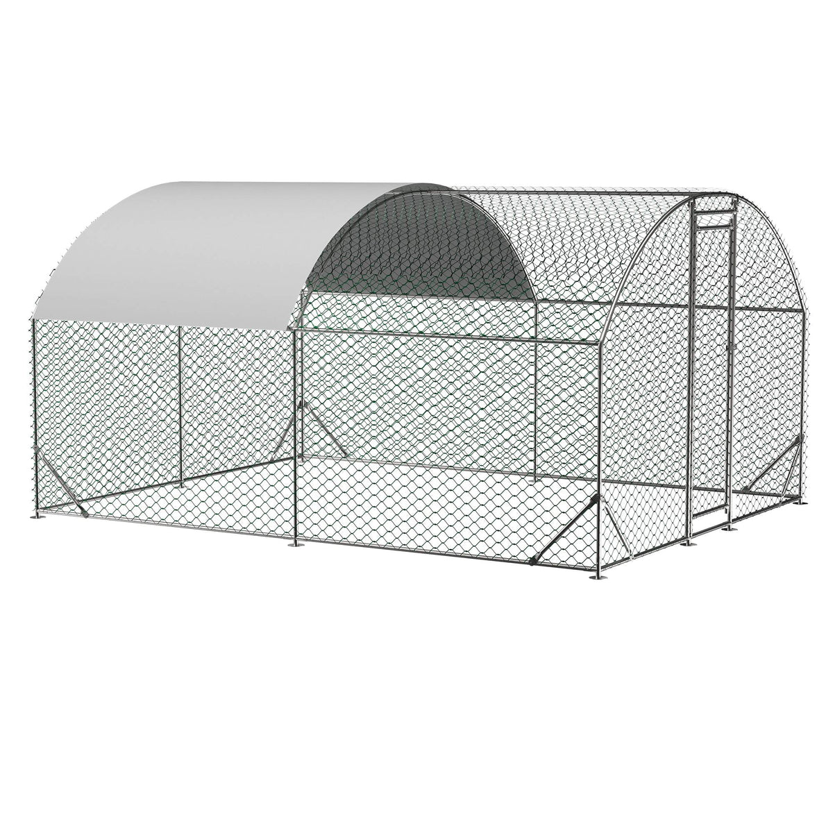 Large Chicken Coop Metal Chicken Run With Waterproof And Anti-UV Cover, Dome Shaped Walk-in Fence Cage Hen House For Out