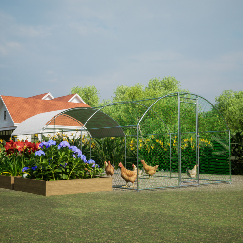 Large Chicken Coop Metal Chicken Track With Waterproof And UV Cover, Dome Shape Walk-In Fence Chicken Coop For Outdoor A