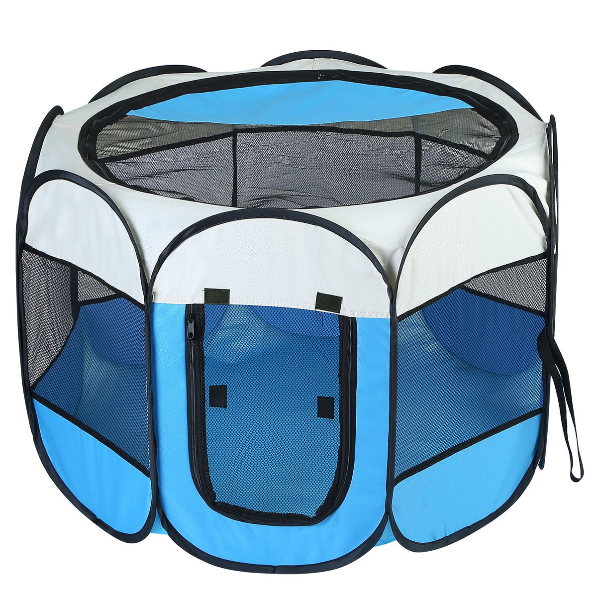 Pink-Blue Options -- 1Pc Portable Foldable Pet Tent Exercise Pen Kennel Removable Zipper Top And Bottom Water Resistant 