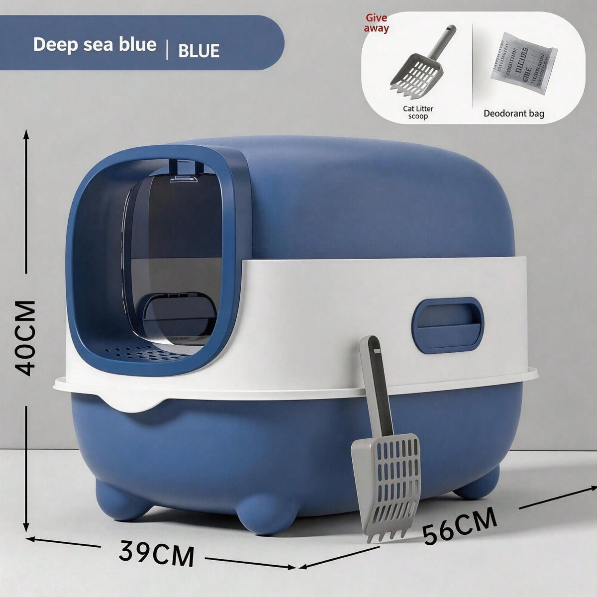 Fully Enclosed Cat Litter Box With UV Sterilization Odor Control, Large 56cm Space For Big Cats, Easy Clean 180 Flip Top