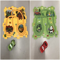 Children Puzzle Electric Railroad Speeder DIY Assembly Electric Car Automatic Rail City Scene Construction Education Toy Gift