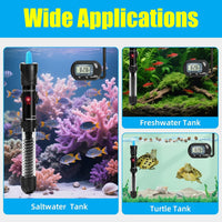 Aquarium Heater 25W-300W Adjustable Submersible Thermometer