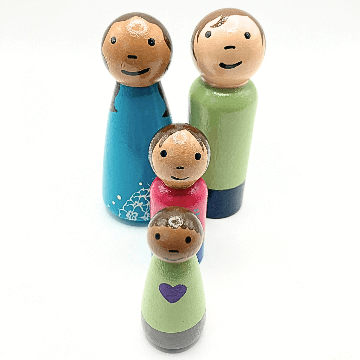 Multiracial Family Wooden Doll Set