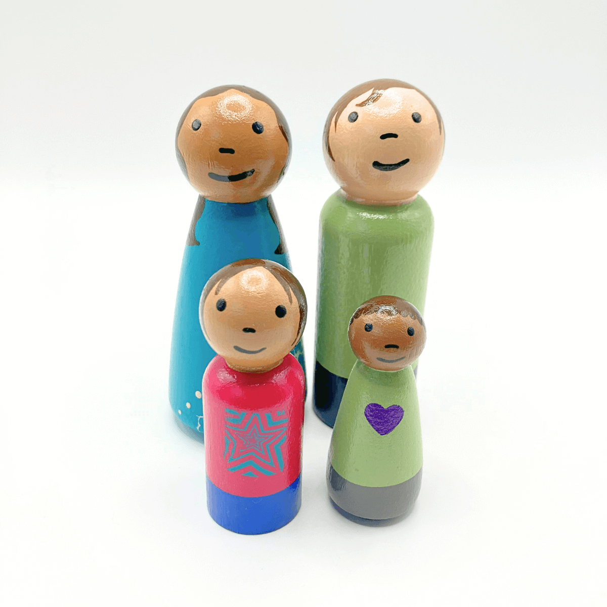 Multiracial Family Wooden Doll Set