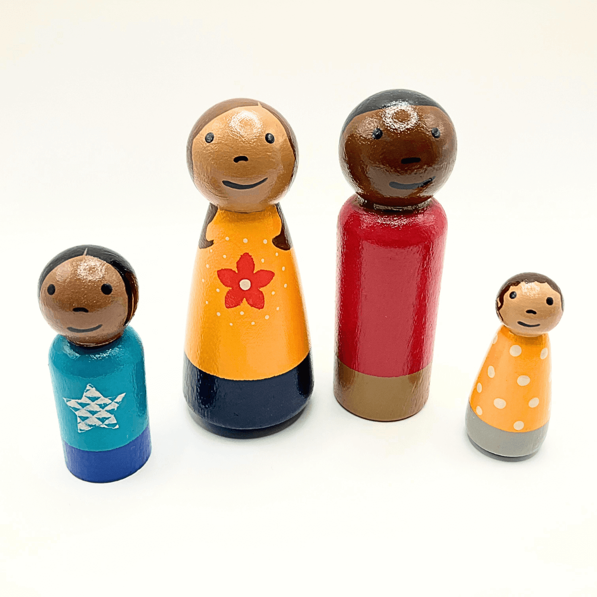 Multiracial Family Wooden Doll Set