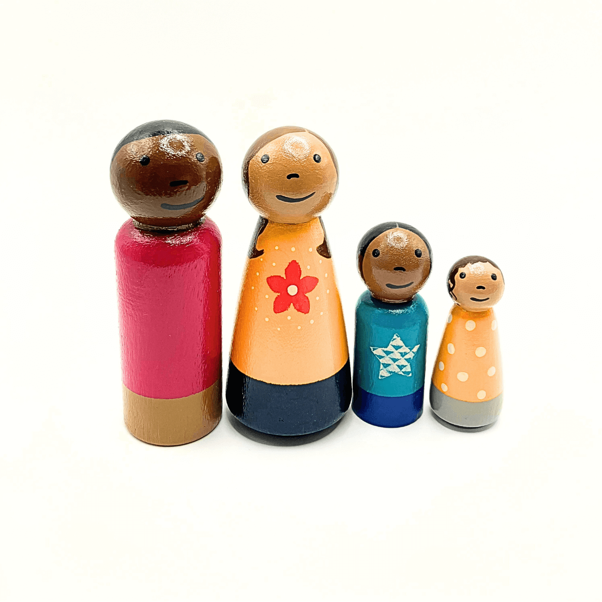 Multiracial Family Wooden Doll Set