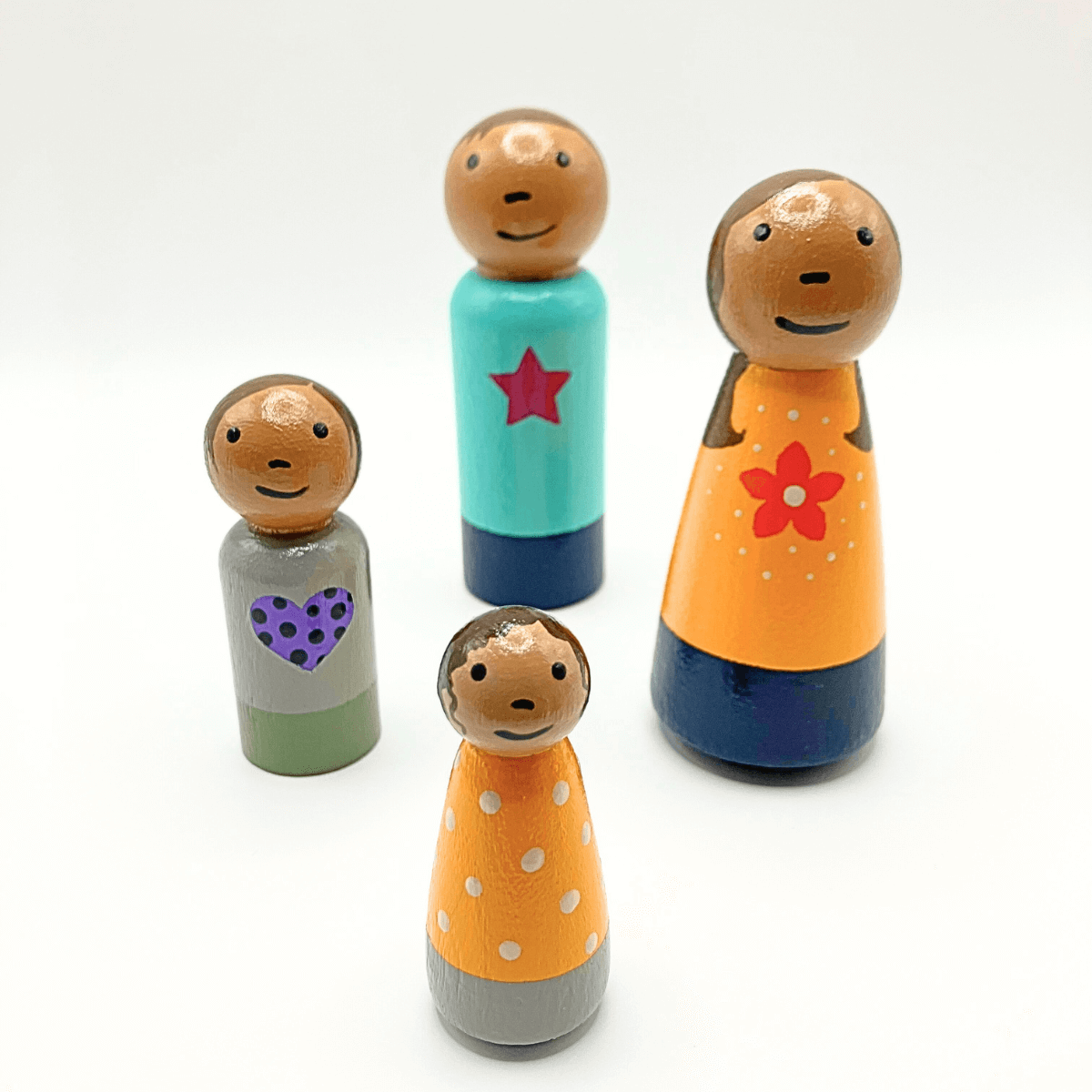 Family Wooden Doll Set - Olive and Tan Skin Tones