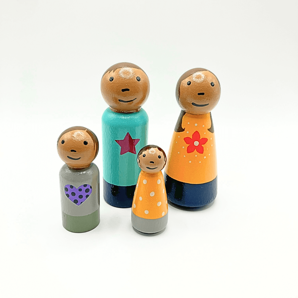 Family Wooden Doll Set - Olive and Tan Skin Tones