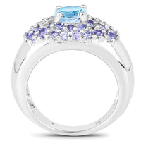 2.78 Carat Genuine Blue Topaz and Tanzanite .925 Sterling Silver Ring