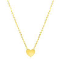 14k Yellow Gold Polished Mini Heart Necklace