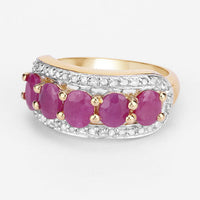1.74 Carat Genuine Ruby and White Diamond .925 Sterling Silver Ring