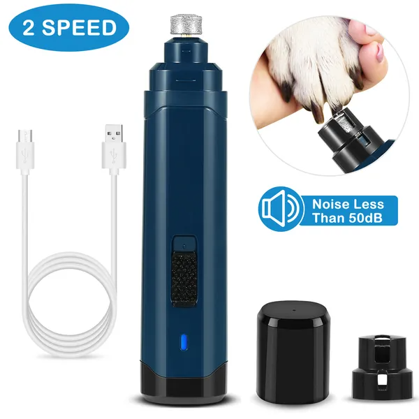 Dog Nail Grinder 2 Speeds Quiet USB Rechargeable Pet Nail Grinder Professional Pet Nail Trimmer Cordless Paws GroomingDo