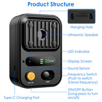 Black-Green Color Options -- 1Pc Ultrasonic Anti-Barking Device Rechargeable Auto Dog Bark Control Deterrent Box Trainin