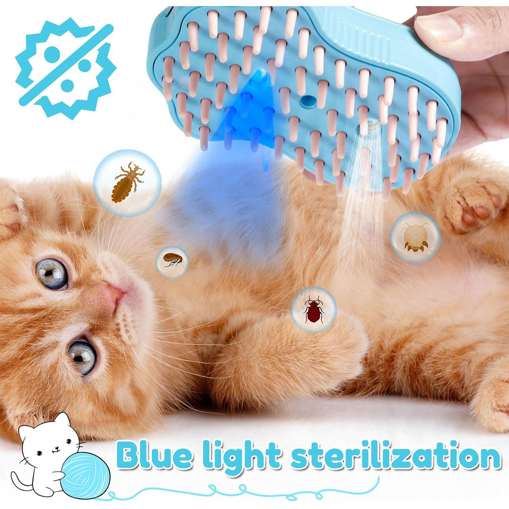 Rechargeable Steam Cat Brush, Cute Paw Shape Pet Steamer Grooming Brush With Soft Silicone Teeth For Dog Cat Massage, Sh
