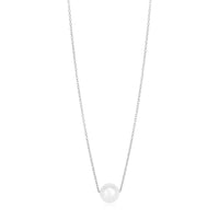 14k White Gold Pearl Solitaire Necklace