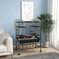 Small Animal Cage For Syrian Hamster, Gerbil Cage With Tubing System, Running Wheel, Ramps, Platforms