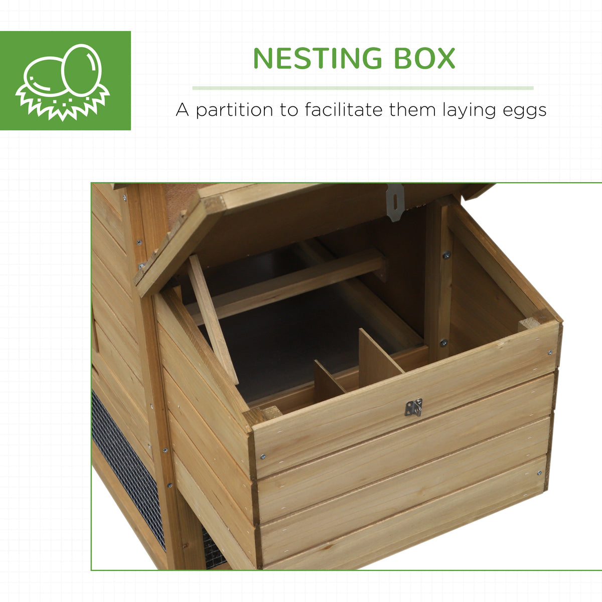 59" Small Wooden Chicken coop Hen House Poultry Cage for Outdoor Backyard with 2 Doors, Nesting Box and Removable Tray, 