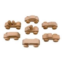 7 Pcs Natural Wooden Cars Set with 3 pcs Peg Dolls - BIG FRENCHIES