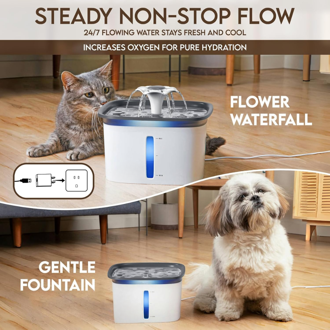 Innovation Award Winner 95oz Pet Fountain, Automatic Cat Water Fountain Dog Water Dispenser With Replacement Filters For