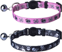 Cute & Stylish Breakaway Cat Collars! 🐾🎀 2-pack in Pink & Black Skull Design, Perfect for Your Fashionable Feline! 💖🐱 - BIG FRENCHIES