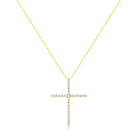 10K Yellow Gold 3.00 cttw Round-Cut Diamond Cross 18" Pendant Necklace (J-K Color, I1-I2 Clarity)