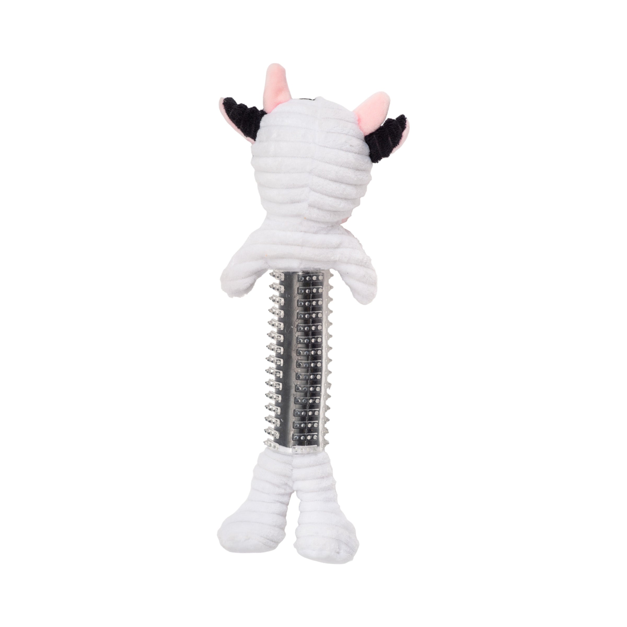 Country Living Thermoplastic Rubber Black & White Cow Plush Dog Toy – with Squeaker & Crinkle Paper - BIG FRENCHIES