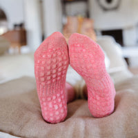 Serene Socks- Adult Merino Wool Non-Slip Socks- Coral- 1 pair