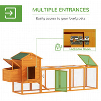 117" Extra Large Chicken Coop with Asphalt Roof, Wooden Hen House with Slide-out Tray, Quail Hutch with Nesting Box, Ora