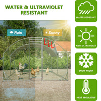 Large Chicken Coop Metal Chicken Run With Waterproof And Anti-UV Cover, Dome Shaped Walk-in Fence Cage Hen House For Out