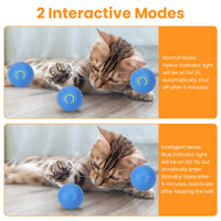 1Pc Cat Toys Ball Fast Rolling In Pouch Rechargeable Motion Activated Interactive Cat Toys For Indoor Cats Hide And Seek