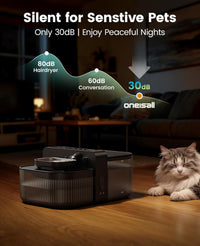 Cat Water Fountain Wireless Filterless 3.5L Stainless Steel Smart Quiet