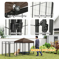 Dog Kennel Outdoor with Waterproof Canopy, Dog Run with Galvanized Chain Link, Secure Lock, for Backyard and Patio, Larg