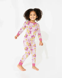 Softball Cherry Mom And Girl Matching Bamboo Two Piece Long Sleeve Pajama Set