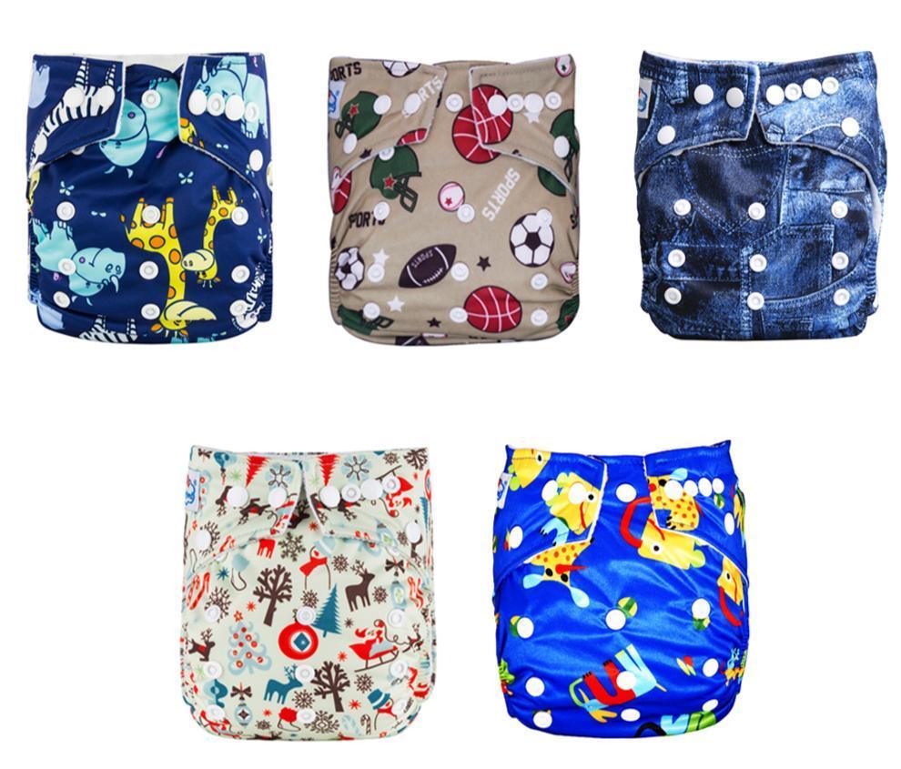 Modern Luxury Printed Baby Nappy 5pcs/Lot Washable Diapers Good Quality Pocket Diaper For Kids - BIG FRENCHIES