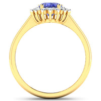 1.92 Carat Genuine Tanzanite and White Diamond 14K Yellow Gold Ring