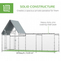 Walk In Chicken Run, Large Galvanized Chicken Coop, Hen Poultry House Cage, Rabbit Hutch Metal Enclosure with Water-Resi