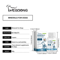 Dog Mineral Supplement Tablets, 80 Chewable Minerals Tablets For Pica, Appetite & Bone Health Support, Non-GMO Human Gra