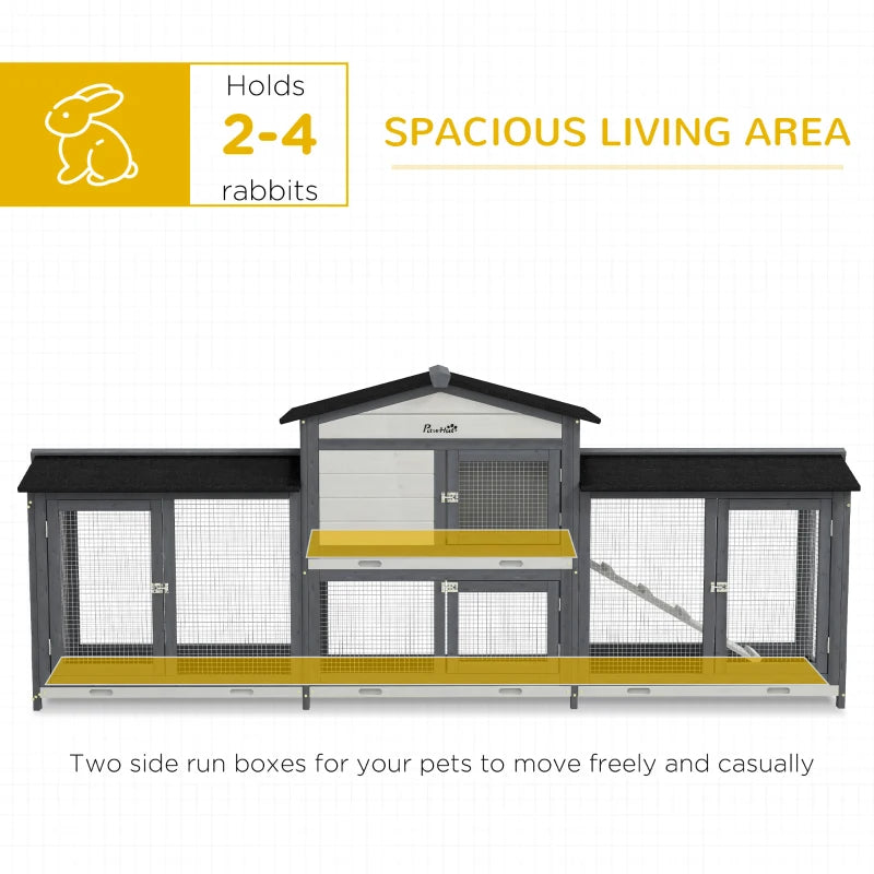 Wooden Rabbit Hutch Bunny Cage Pet Playpen House Enclosure With Double Side Run Boxes, No Leak Tray, Ramp, For Rabbits, 