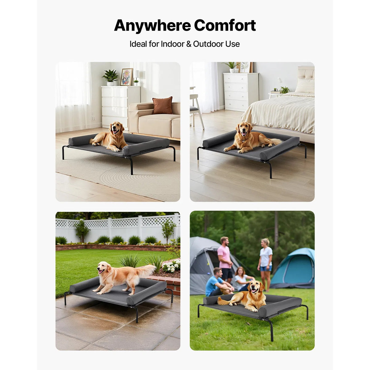 Elevated Dog Bed For Large Dogs XL, Raised Dog Bed Cot With Washable Pillow, Indoor & Outdoor Cooling Dog Bed Hammock, H